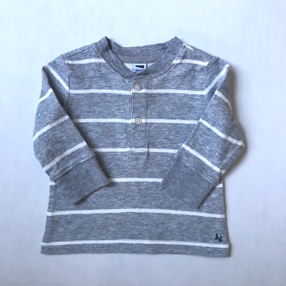 Janie And Jack Gray Striped Long Sleeve Shirt, Size 3-6 Months. - Picture 1 of 6